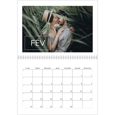 Calendrier photo A4 double (30 x 40 cm) — Date superposée [Février]