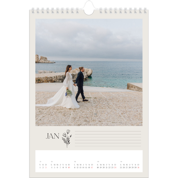 Calendrier photo A4 — Initiales fleuries