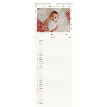 Calendrier mural long (15 x 40 cm) — Cerise sur le bonheur