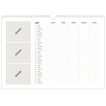 Calendrier photo A3 — Créez votre produit - Famille de 5