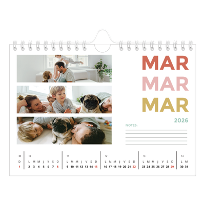 Calendrier photo A5 — Lettrage coloré [Mars]