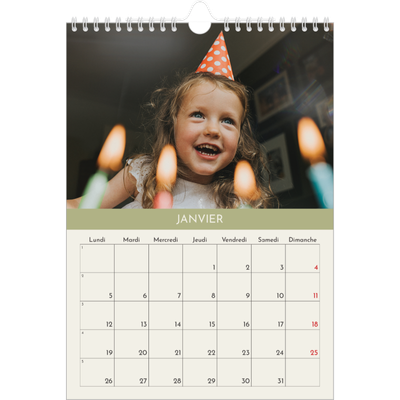 Calendrier photo A4 (20 x 30 cm) — Chapitres pastel [Janvier]