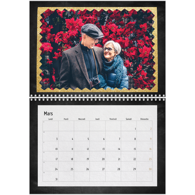 Calendrier photo A4 double (30 x 40 cm) — Paillete et ardoise [Mars]