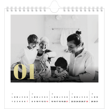 Calendrier photo carré — Larges numéros brillants