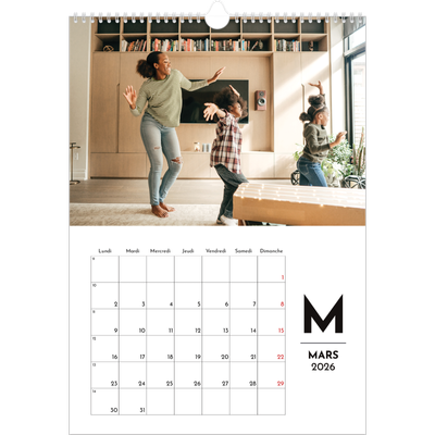 A3 Calendrier annuel — Projecteur sur les lettres [Mars]