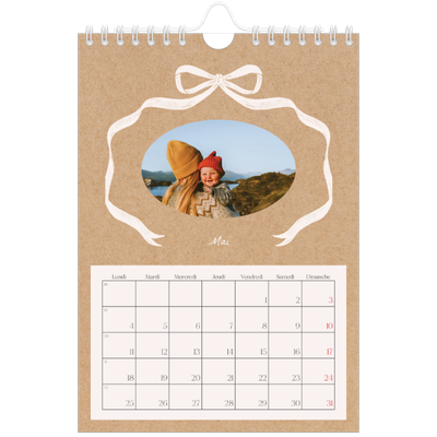 Calendrier photo A5 — Kraft et nœud [couverture]