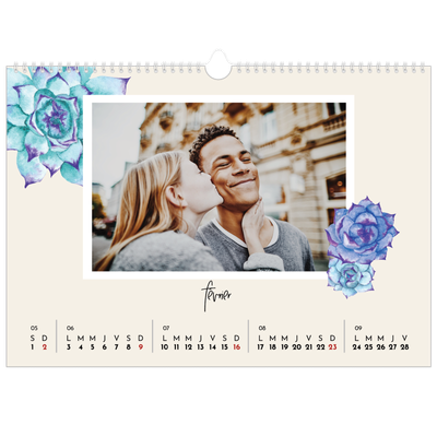 Calendrier photo A3 — Fleurs entremélées [Février]