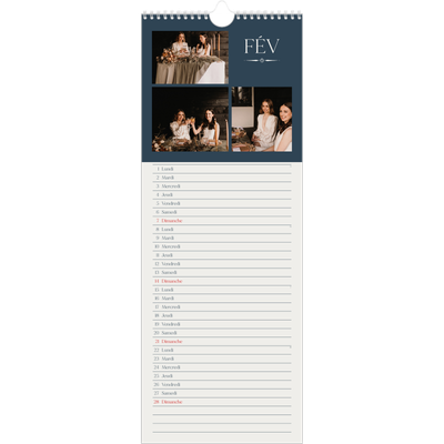 Calendrier mural long  — Ardoise et sérifs [Février]