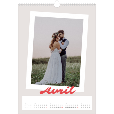 A3 Calendrier annuel — Signature carmin [Avril]