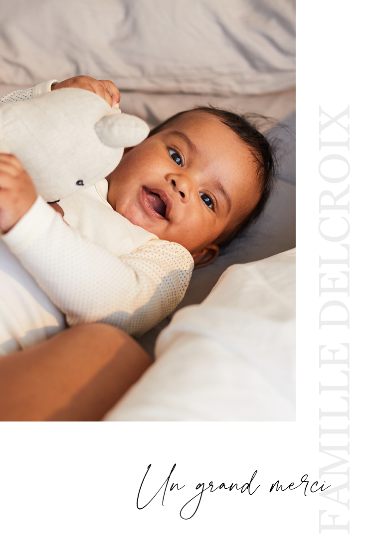 Carte de remerciement — Arrivée joyeuse