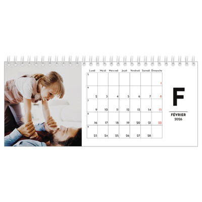 Calendrier de bureau — Projecteur sur les lettres [Février]