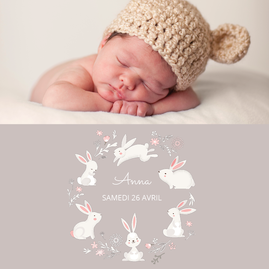 Cartons d'invitation — Lapin blanc