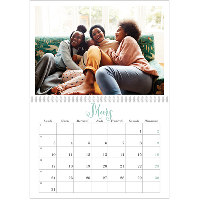 Calendrier photo A4 double (30 x 40 cm) — Bienvenu au monde [Mars]