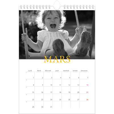 Calendrier photo A4 (20 x 30 cm) — Style héritage [Mars]
