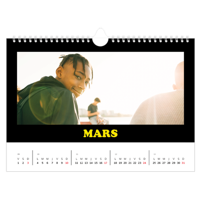 Calendrier photo A4 — Fun Typo [Mars]