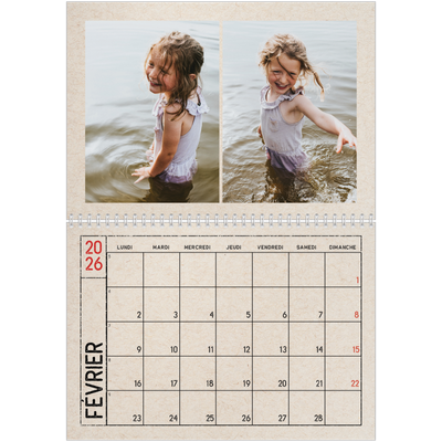 Calendrier photo A4 double (30 x 40 cm) — Craft effet tampon [Février]