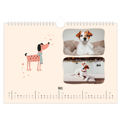 Calendrier photo A4 — Pattes de chien et gribouillis [Mars]