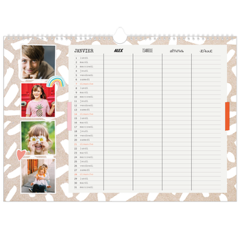 Calendrier photo A3 — Agenda rustique - Famille de 4