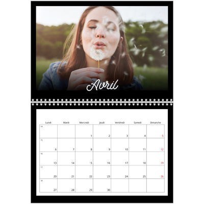 Calendrier photo A4 double (30 x 40 cm) — Diapositive [Avril]