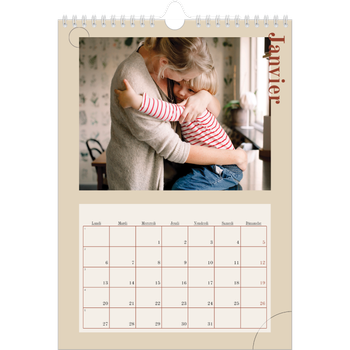 Calendrier photo A4 — Texte asymétrique