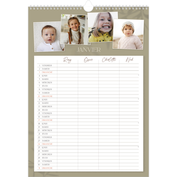 Calendrier photo A3 — Agenda terre à terre - Famille de 4