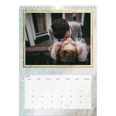 Calendrier photo A4 (20 x 30 cm) — Dorure sur marbre [couverture]