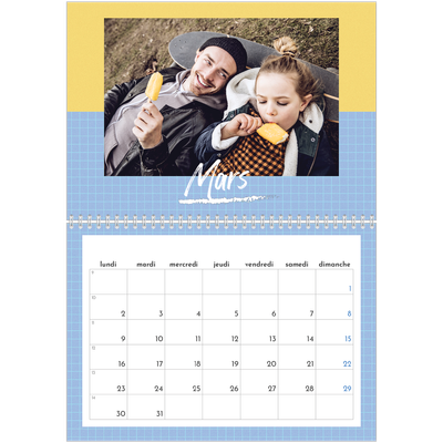 Calendrier photo A4 double (30 x 40 cm) — Papier peint acidulé [Mars]