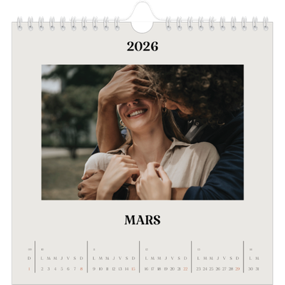 Calendriers annuels carré — Ivoire simple [Mars]