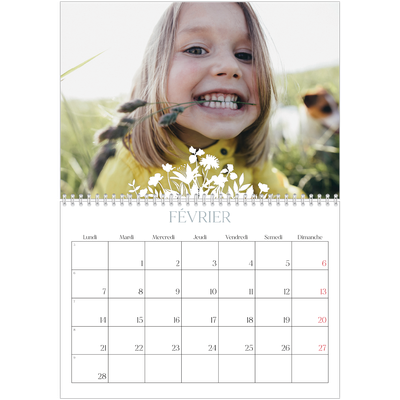 Calendrier photo A4 double (30 x 40 cm) — Invitation champêtre [Février]