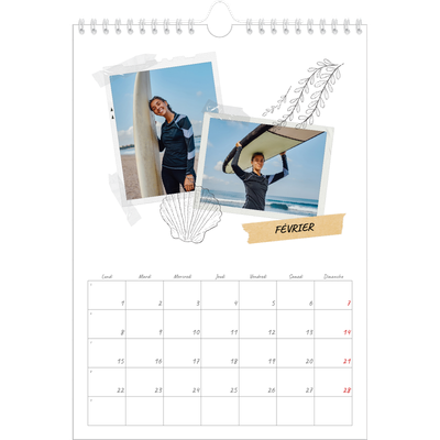 Calendrier photo A4 (20 x 30 cm) — Esprit scrapbook [Février]