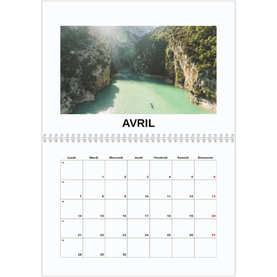 Calendrier photo A4 double (30 x 40 cm) — Simple photo [Avril]