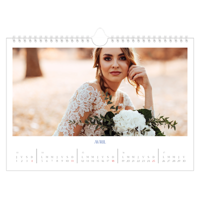 Calendrier photo A4 — Classique cobalt [Avril]