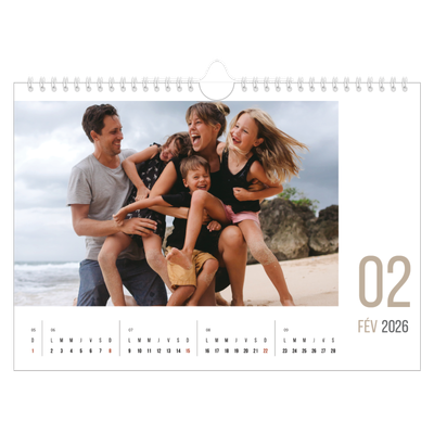 Calendrier photo A4 — Numéros mensuels [Février]