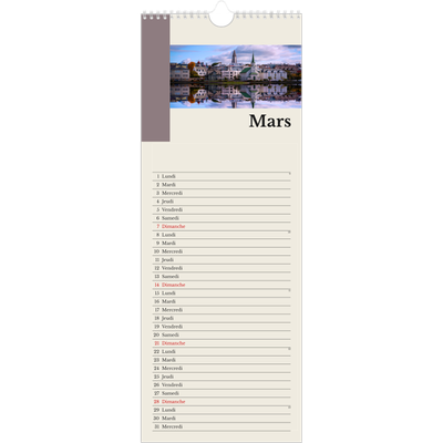 Calendrier mural long  — Vues du monde [Mars]