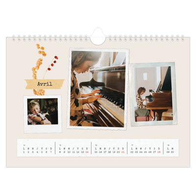 Calendrier photo A4 — Scrapbook vintage [Avril]
