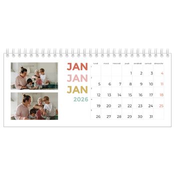 Calendrier de bureau — Lettrage coloré
