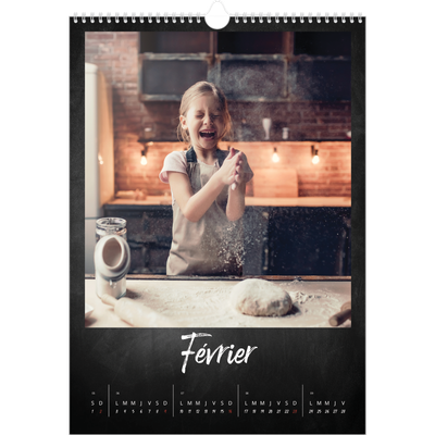 A3 Calendrier annuel — Tableau et craie [Février]