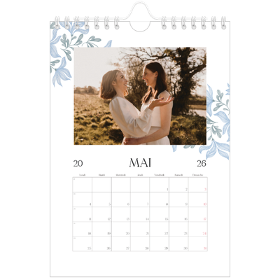 Calendrier photo A5 — Romance en bleu et blanc [couverture]