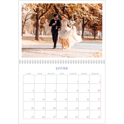 Calendrier photo A4 double (30 x 40 cm) — Classique cobalt [Janvier]