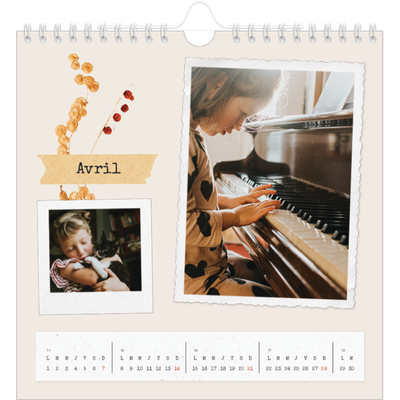 Calendriers annuels carré — Scrapbook vintage [Avril]
