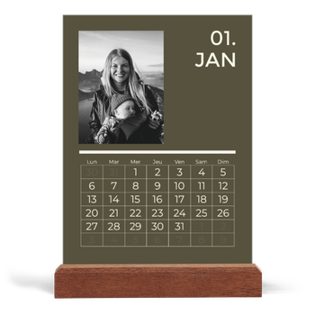 Calendrier de bureau support bois - portrait — Contemporain audacieux