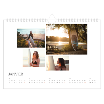 Calendrier photo A4 — Surf & couchers de soleil