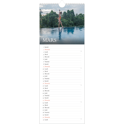 Calendrier mural long  — Superposition classique [Mars]