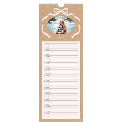 Calendrier mural long  — Kraft et nœud [Mars]