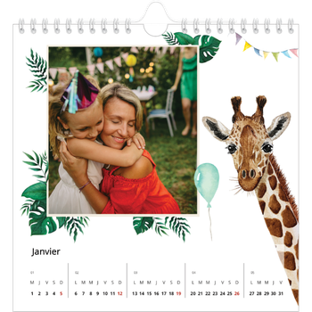 Calendrier photo carré — Safari aquarelle