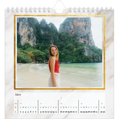 Calendriers annuels carré — Dorure sur marbre [Avril]