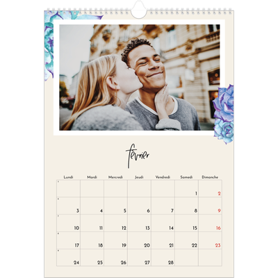 A3 Calendrier annuel — Fleurs entremélées [Février]