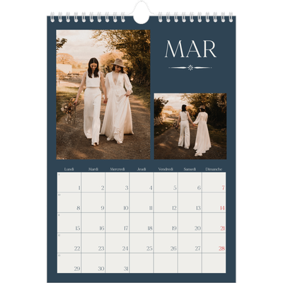 Calendrier photo A4 (20 x 30 cm) — Ardoise et sérifs [Mars]