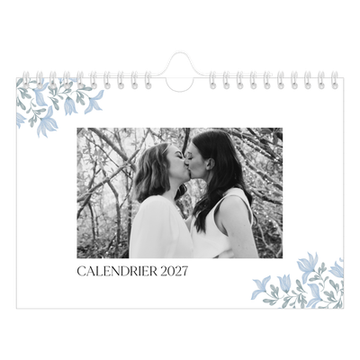 Calendrier photo A5 — Romance en bleu et blanc [couverture]
