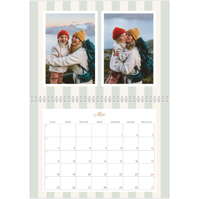 Calendrier photo A4 double (30 x 40 cm) — Lettrages et rayures [couverture]